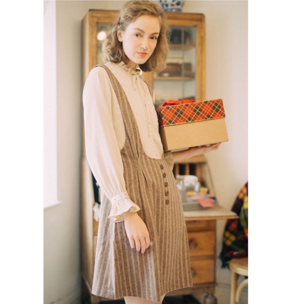 Miss Patina Striped Pinafore Dress